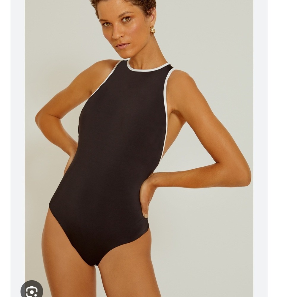 Lenny Niemeyer x Reorder High Neck Zip Back One Piece Swimsuit Black Small NEW
